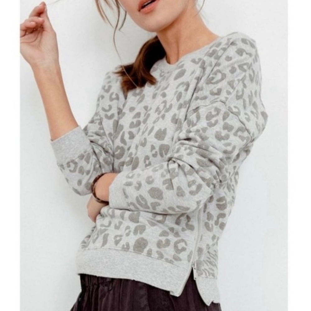Rails Marlo Flocked Leopard Print Sweatshirt - image 2